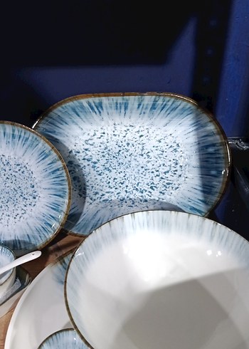 Mavi ve Gri Seramik Yemek Takımı - Görsel 4