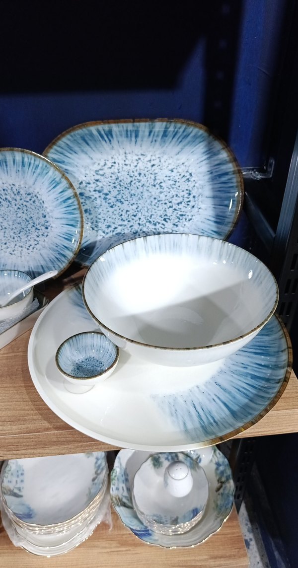 Mavi ve Gri Seramik Yemek Takımı - Görsel 3