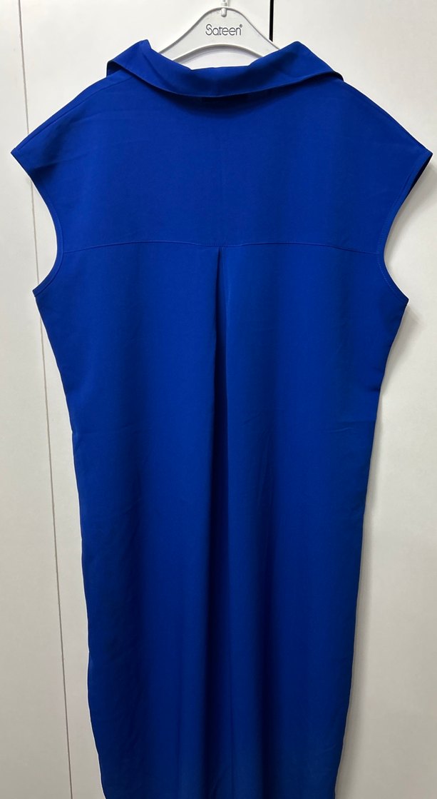 Mavi Düğmeli Kolsuz Kadın Gömlek - Görsel 3