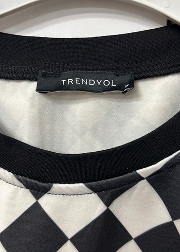 Kadın Siyah Beyaz Kareli Midi Elbise - Görsel 3