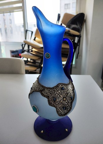 Vintage İran Koparma Cam 1965-1975 Antika Vazo Şamdan Bardak Set - Görsel 5