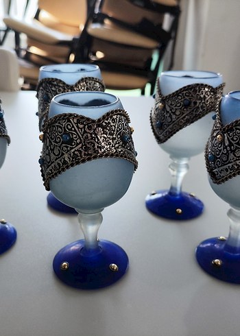 Vintage İran Koparma Cam 1965-1975 Antika Vazo Şamdan Bardak Set - Görsel 9