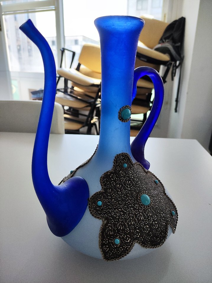 Vintage İran Koparma Cam 1965-1975 Antika Vazo Şamdan Bardak Set - Görsel 4