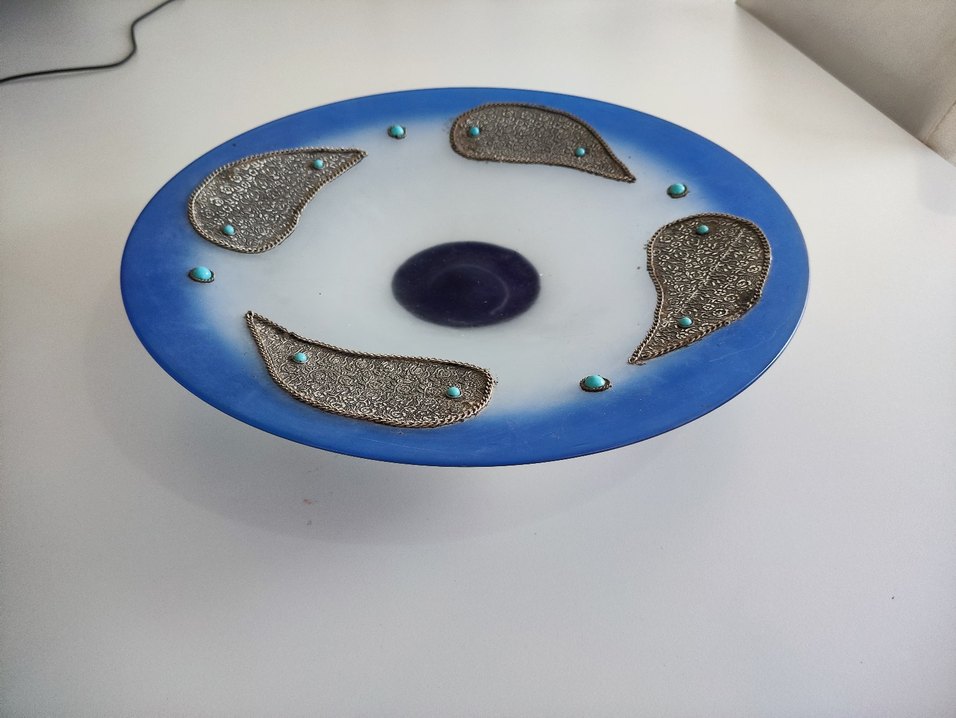 Vintage İran Koparma Cam 1965-1975 Antika Vazo Şamdan Bardak Set - Görsel 2