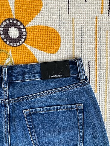 38 Beden lacivert Renk Stradivarius D96 Crop Straight Fit Jean