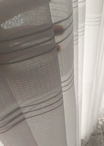 Modern Klasik Gri Çizgili Beyaz Perde en 2mt boy 250 orta pile - Görsel 4