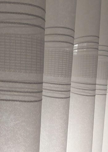 Modern Klasik Gri Çizgili Beyaz Perde en 2mt boy 250 orta pile - Görsel 2