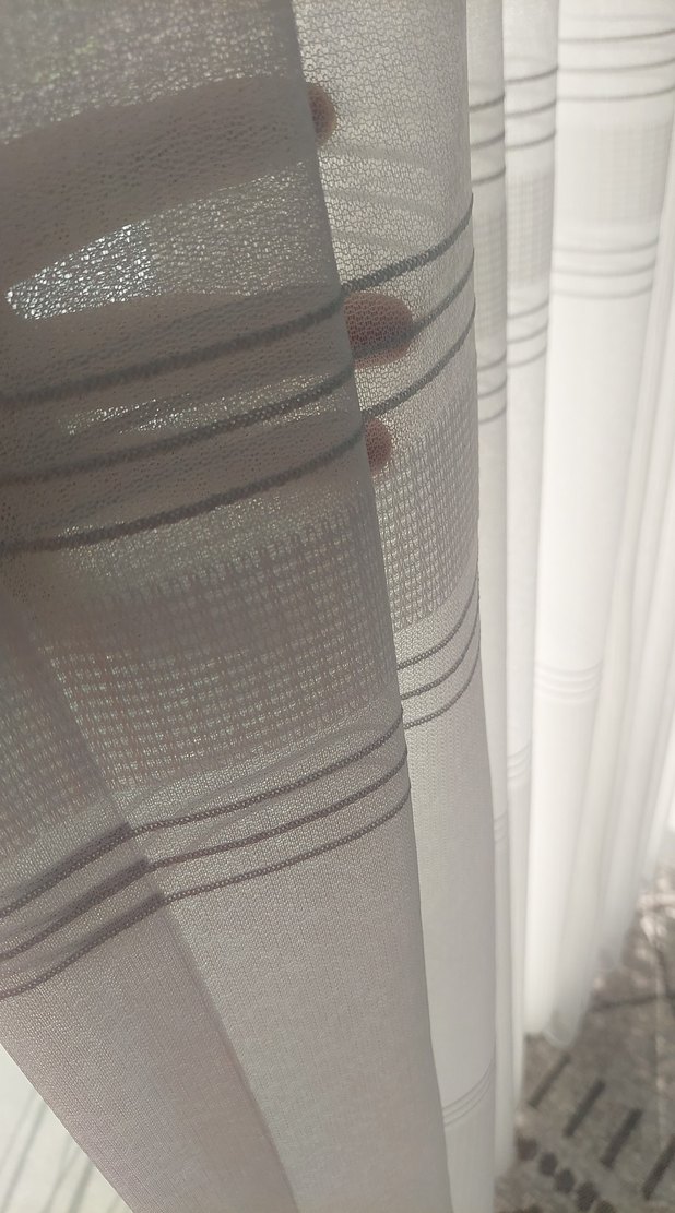 Modern Klasik Gri Çizgili Beyaz Perde en 2mt boy 250 orta pile - Görsel 4