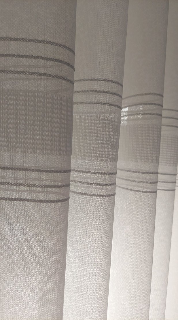 Modern Klasik Gri Çizgili Beyaz Perde en 2mt boy 250 orta pile - Görsel 2