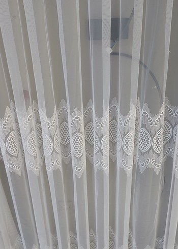 İşlemeli Beyaz Tül Perde en 3mt boy 250 orta pile - Görsel 3
