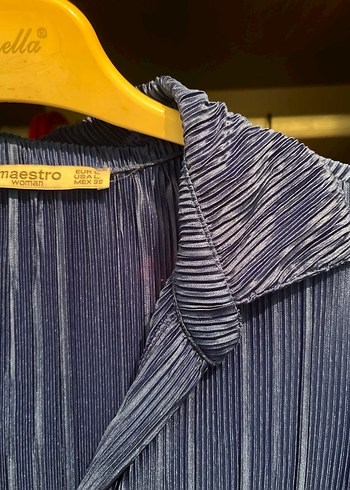 Mavi Piliseli Kadın Gömlek - Görsel 3