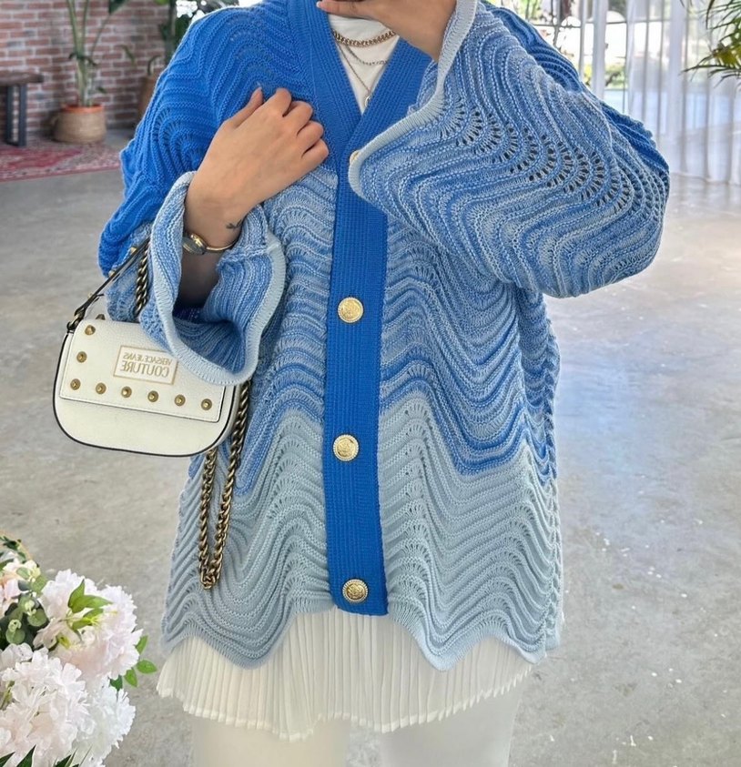 mavi örgü hırka - Görsel 2