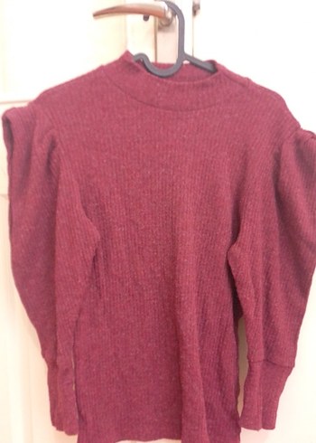 Bej ve bordo Triko Balıkçı Yaka balon kol  Kadın Kazak - Görsel 4