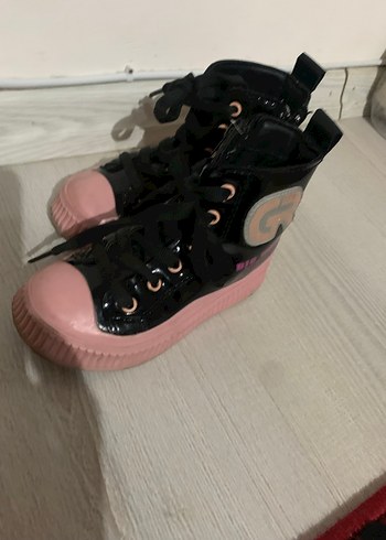 Kız Çocuk Siyah-Pembe Deri Bot - Görsel 2