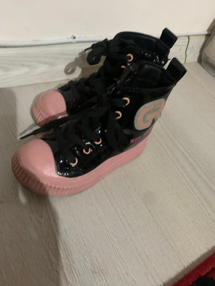 Kız Çocuk Siyah-Pembe Deri Bot - Görsel 2