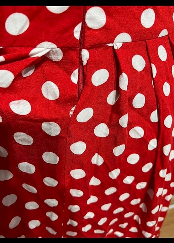 Kırmızı Puantiyeli Uzun Kol Elbise - Görsel 2