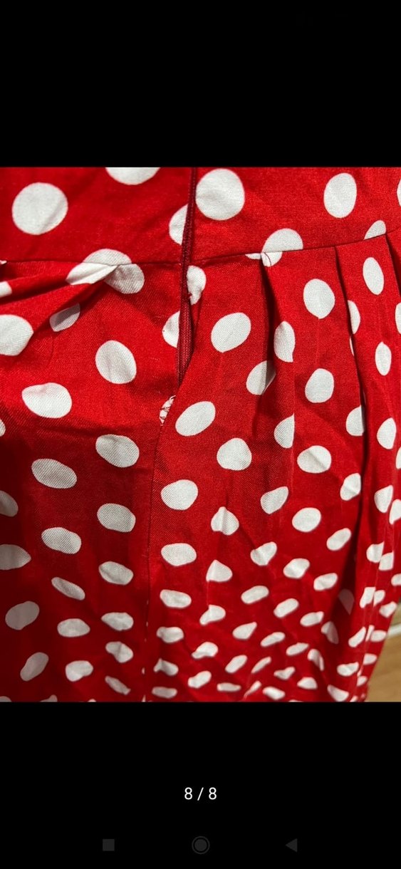 Kırmızı Puantiyeli Uzun Kol Elbise - Görsel 2