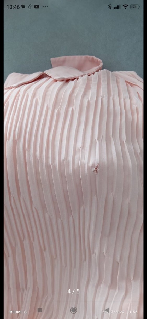 Piliseli Pudra Pembe Uzun Kollu Hamile Bluzu - Görsel 4