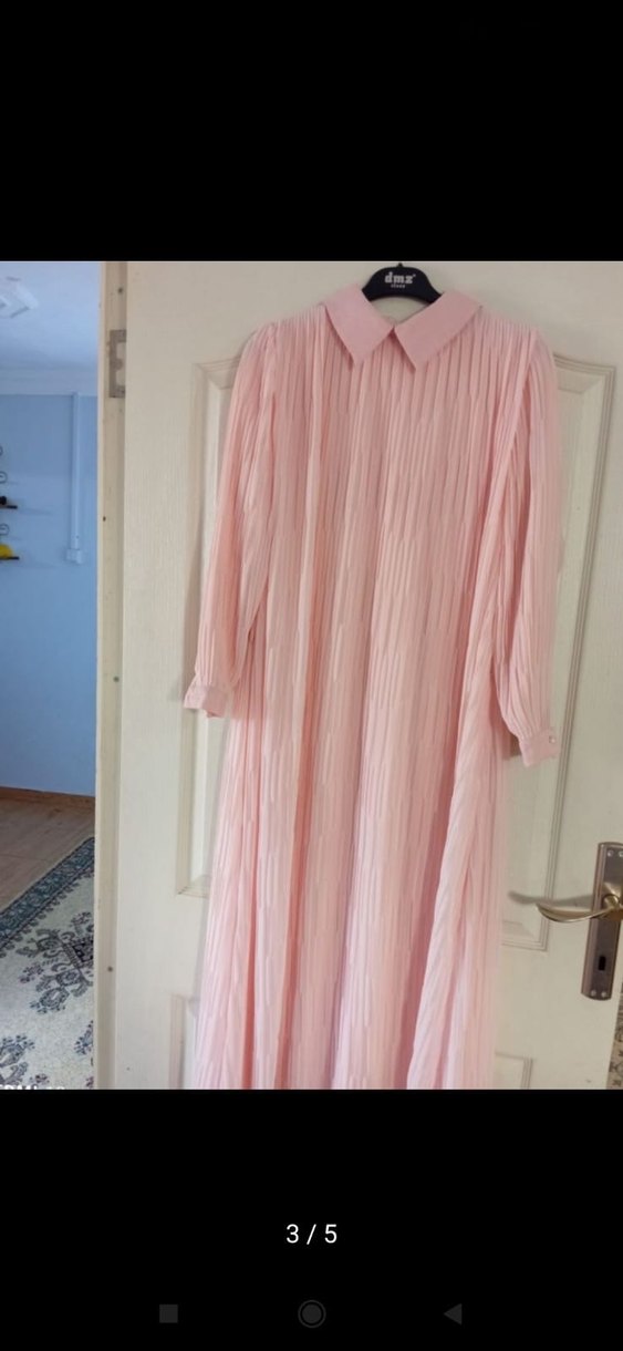 Piliseli Pudra Pembe Uzun Kollu Hamile Bluzu - Görsel 3