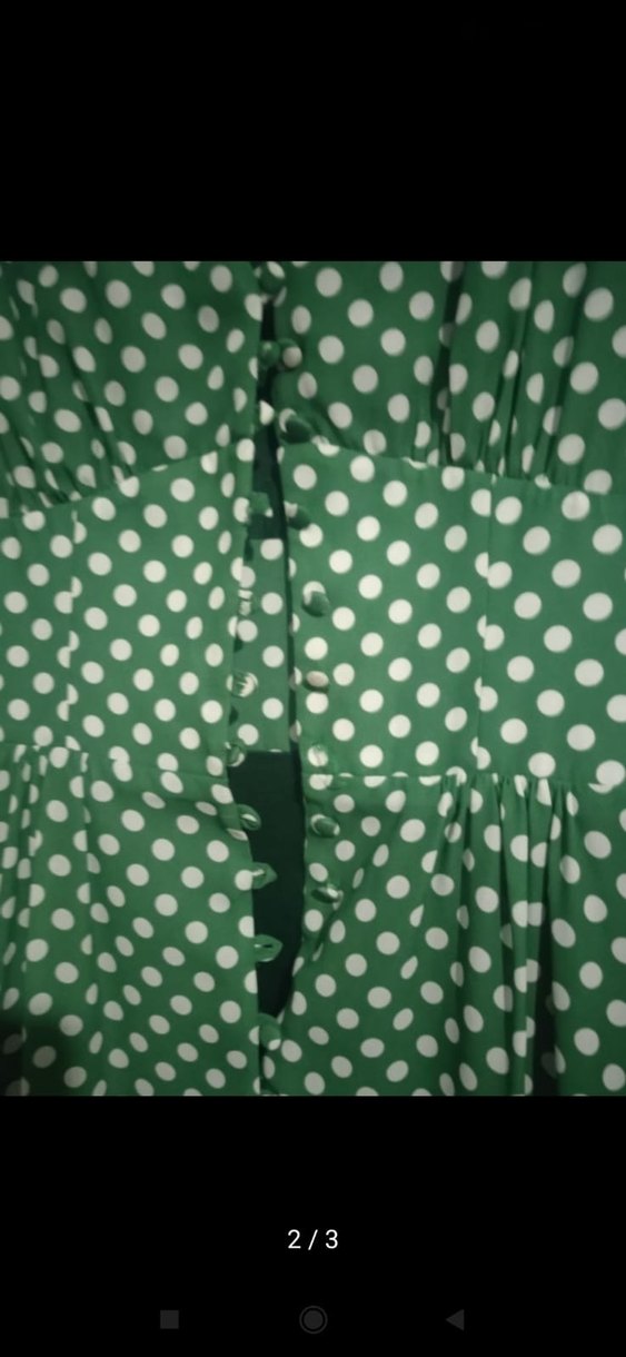 Yeşil Puantiyeli Uzun Bohem Elbise - Görsel 2