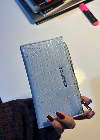 Gri Deri Yılan Desenli Fermuarlı Kadın Cüzdanı - Görsel 6