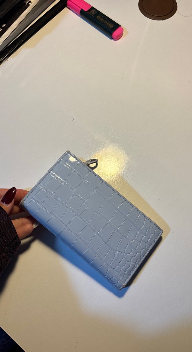 Gri Deri Yılan Desenli Fermuarlı Kadın Cüzdanı - Görsel 2