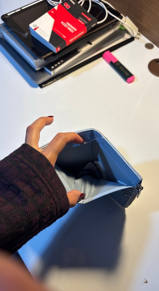 Gri Deri Yılan Desenli Fermuarlı Kadın Cüzdanı - Görsel 4