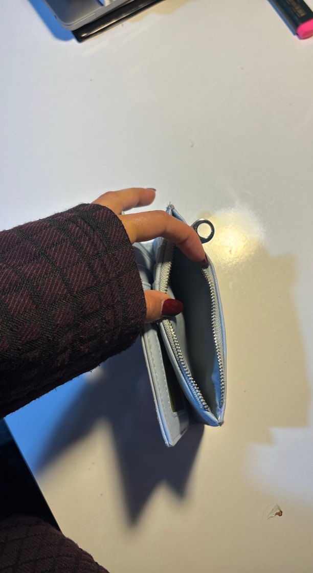 Gri Deri Yılan Desenli Fermuarlı Kadın Cüzdanı - Görsel 5