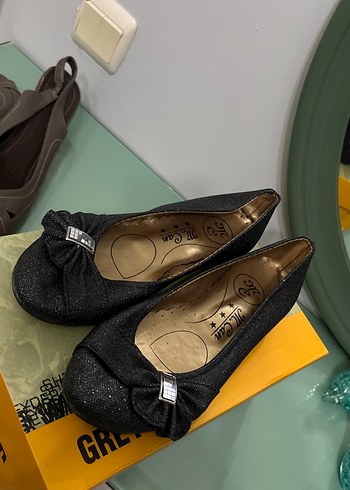 Gri Kadın Topuklu Babet Ayakkabı - Görsel 3