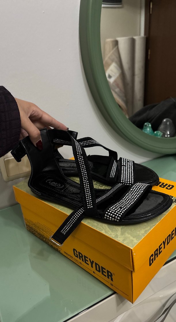 Kadın Siyah Dolgu Topuklu Bantlı Sandalet - Görsel 2