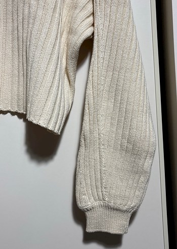 Beyaz Örgü Kadın Uzun Kollu Kazak - Görsel 4