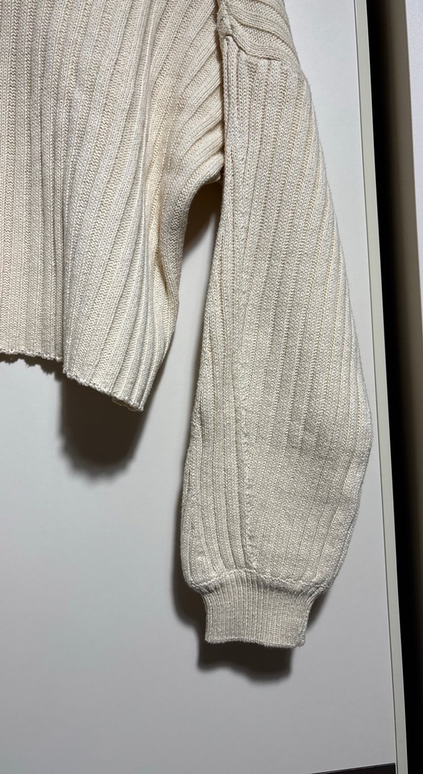Beyaz Örgü Kadın Uzun Kollu Kazak - Görsel 4