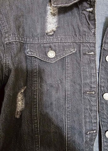 Düğmeli Gri Midi Kot Ceket - Görsel 4