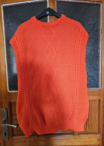 Turuncu Örgü Kadın Süveter - Görsel 2