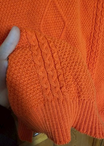 Turuncu Örgü Kadın Süveter - Görsel 3