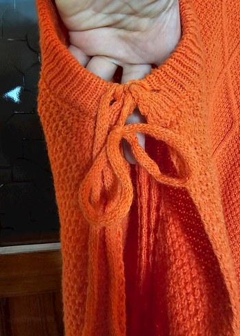 Turuncu Örgü Kadın Süveter - Görsel 4