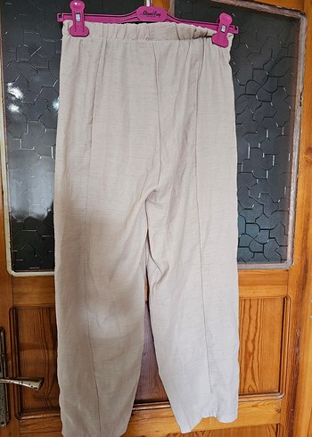 Bej Keten Kadın Midi Pantolon - Görsel 2