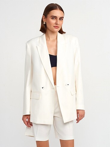 Dilvin Ekru Blazer ceket