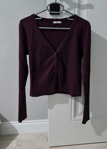 Düğmeli V Yaka Kadın Hırka - Görsel 4