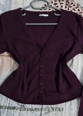 Düğmeli V Yaka Kadın Hırka - Görsel 5