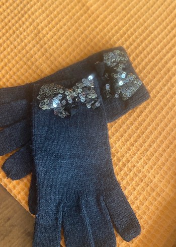 Nakışlı Triko Kız Eldiveni Gri - Görsel 2