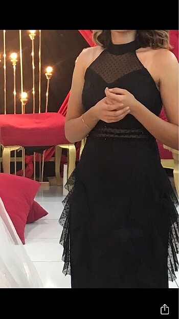 Diğer Siyah halter yaka abiye