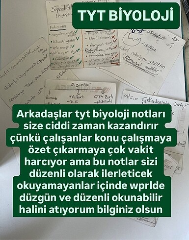 YKS 2026 Tyt Biyoloji Özet Ders Notu