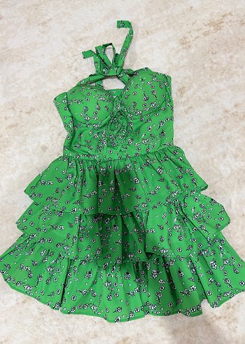 Yeşil Bağlamalı Bohem Uzun Elbise - Görsel 2