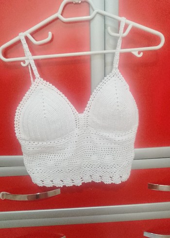 Diğer Dantel Detaylı Beyaz Örgü Büstiyer