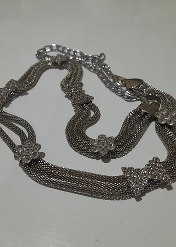 Gri Yılan Desenli Zincir Detaylı Kadın Vücut Zinciri - Görsel 2