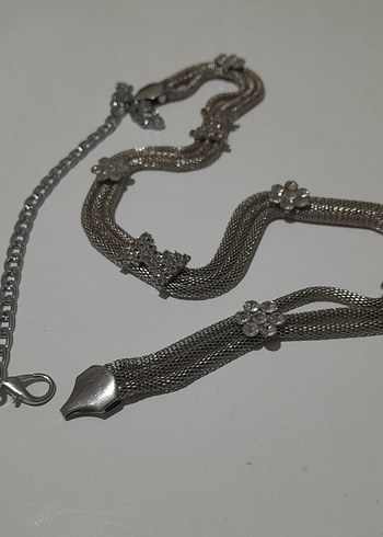 Gri Yılan Desenli Zincir Detaylı Kadın Vücut Zinciri - Görsel 3
