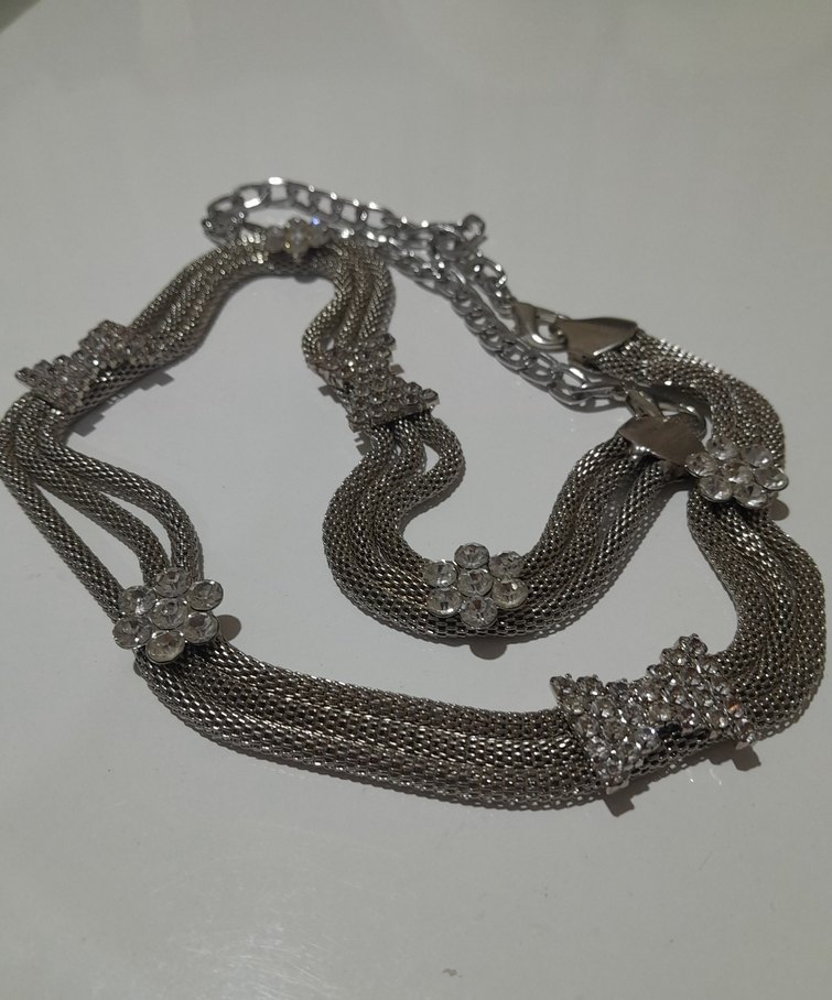 Gri Yılan Desenli Zincir Detaylı Kadın Vücut Zinciri - Görsel 2