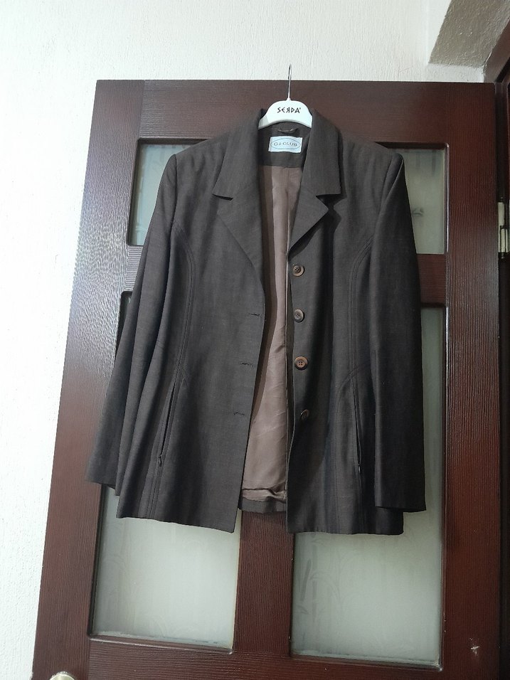 Düğmeli Kahverengi Kadın Blazer Ceket - Görsel 3