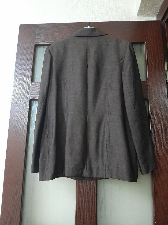 Düğmeli Kahverengi Kadın Blazer Ceket - Görsel 2